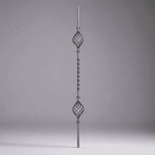 DG Wrought Iron double basket middle twist spindle bar  L950mm
