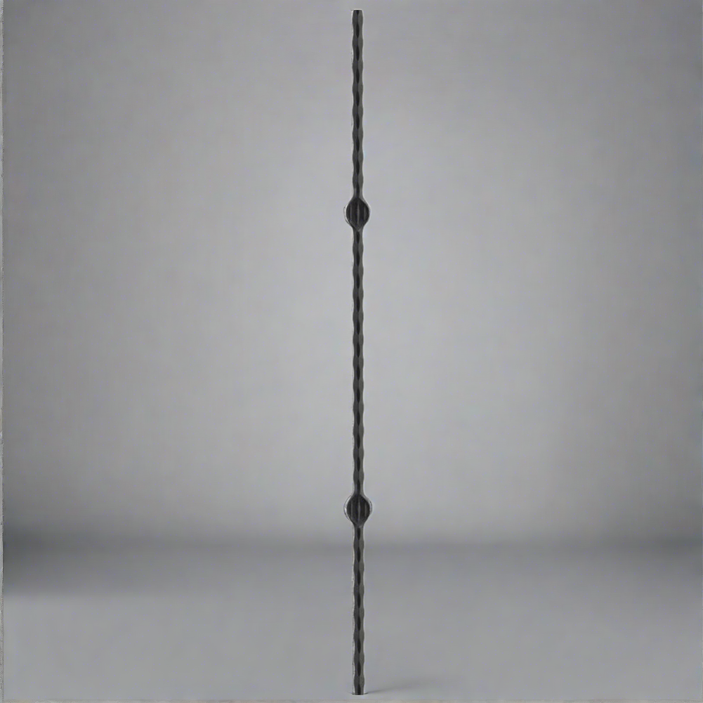 DG Hammered wrought iron split double stamp spindle bar -950mm