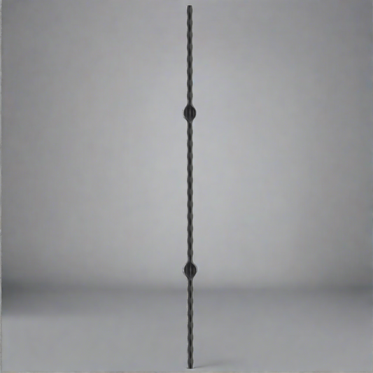 DG Hammered wrought iron split double stamp spindle bar  -950mm