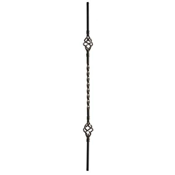double basket single twist black powder coated spindle -950mm length