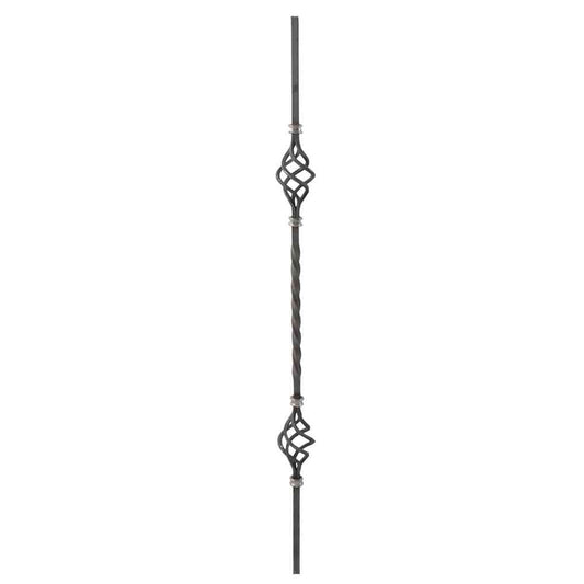 Wrought Iron double basket middle twist spindle bar