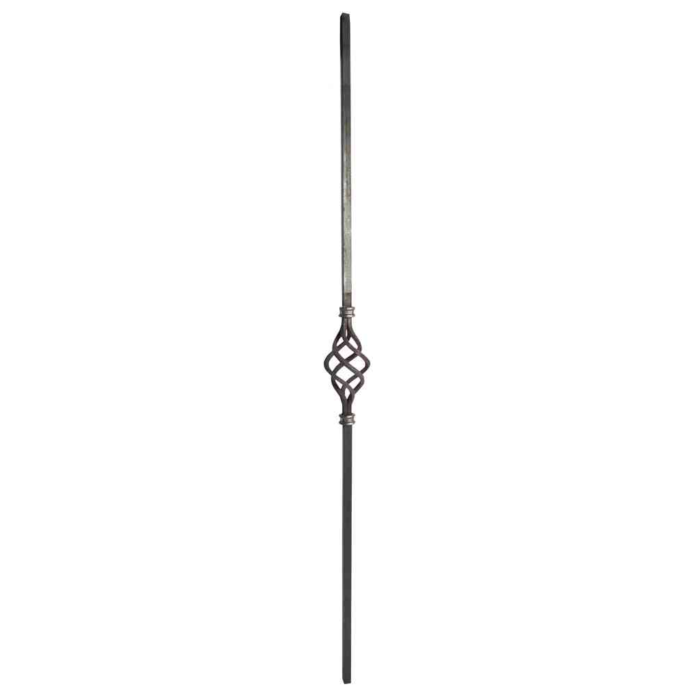 DG wrought iron single basket smooth bar spindle