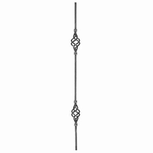 Wrought Iron Double basket smooth bar spindle