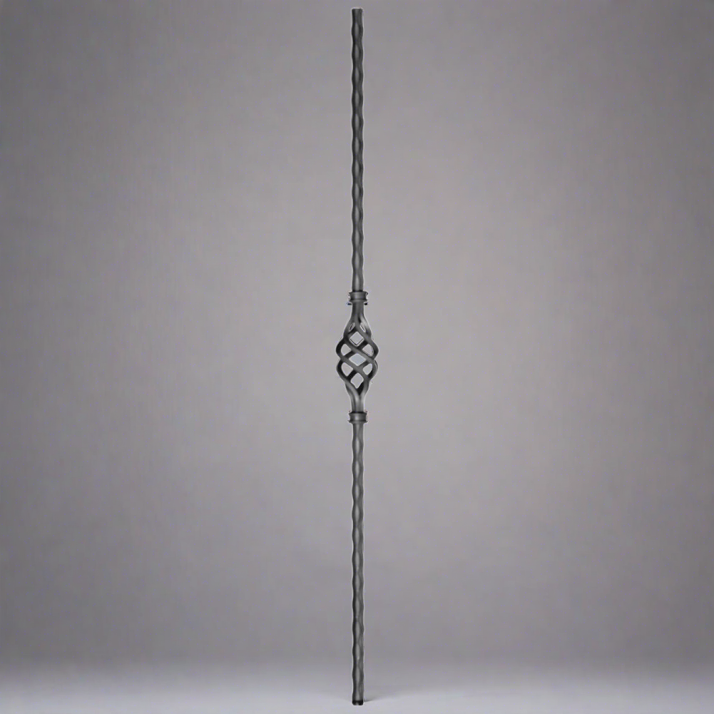 DG Wrought Iron single basket Hammered bar spindle 14mm