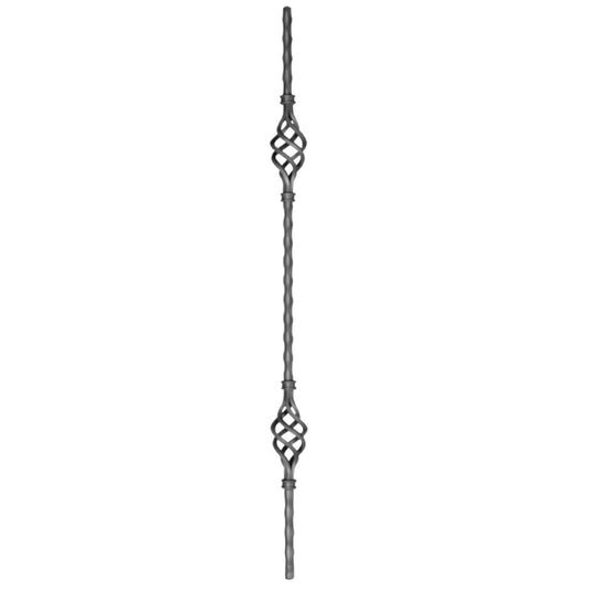 DG Wrought Iron Double basket Hammered bar spindle