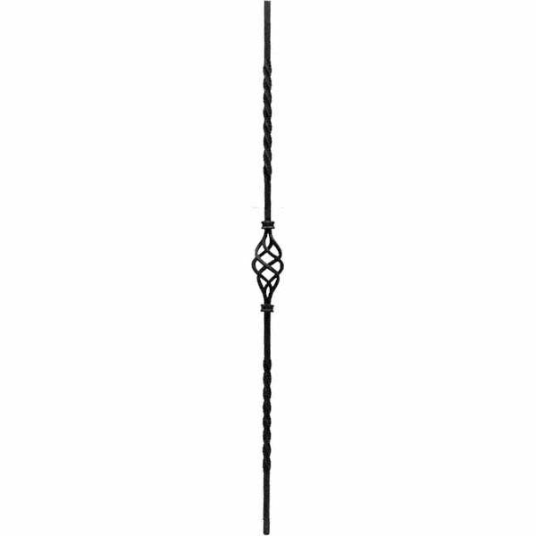 DG Wrought Iron single basket fluted double twist bar spindle