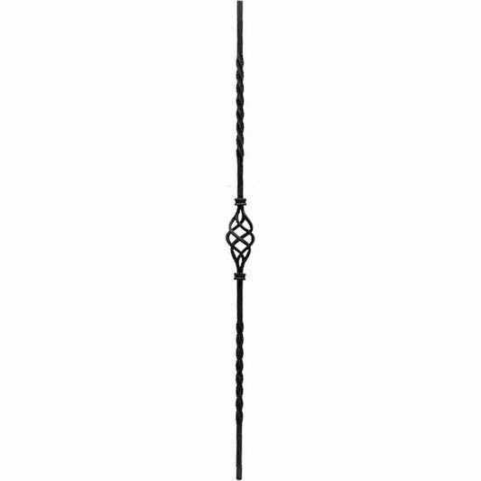 DG Wrought Iron single basket fluted double twist bar spindle