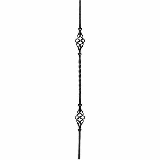 DG Wrought Iron double basket fluted twist bar spindle