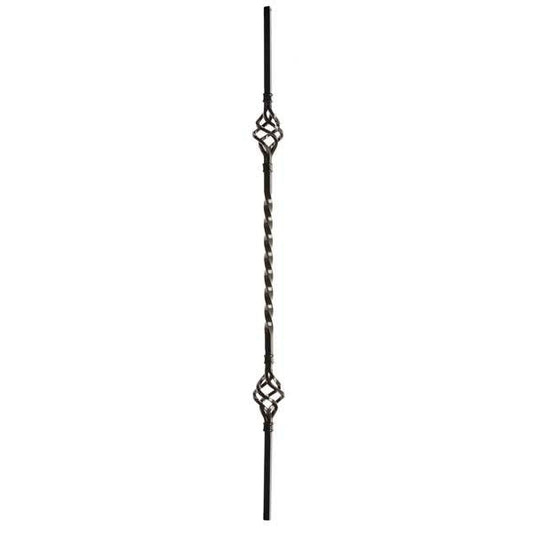 double basket single twist black powder coated spindle -950mm  length